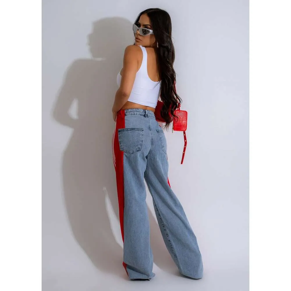 Pantalon en jean de créateur pour femme, pantalon en denim large à rayures, mode femme, nouvel été, décontracté, taille haute, élastique_voghion.com