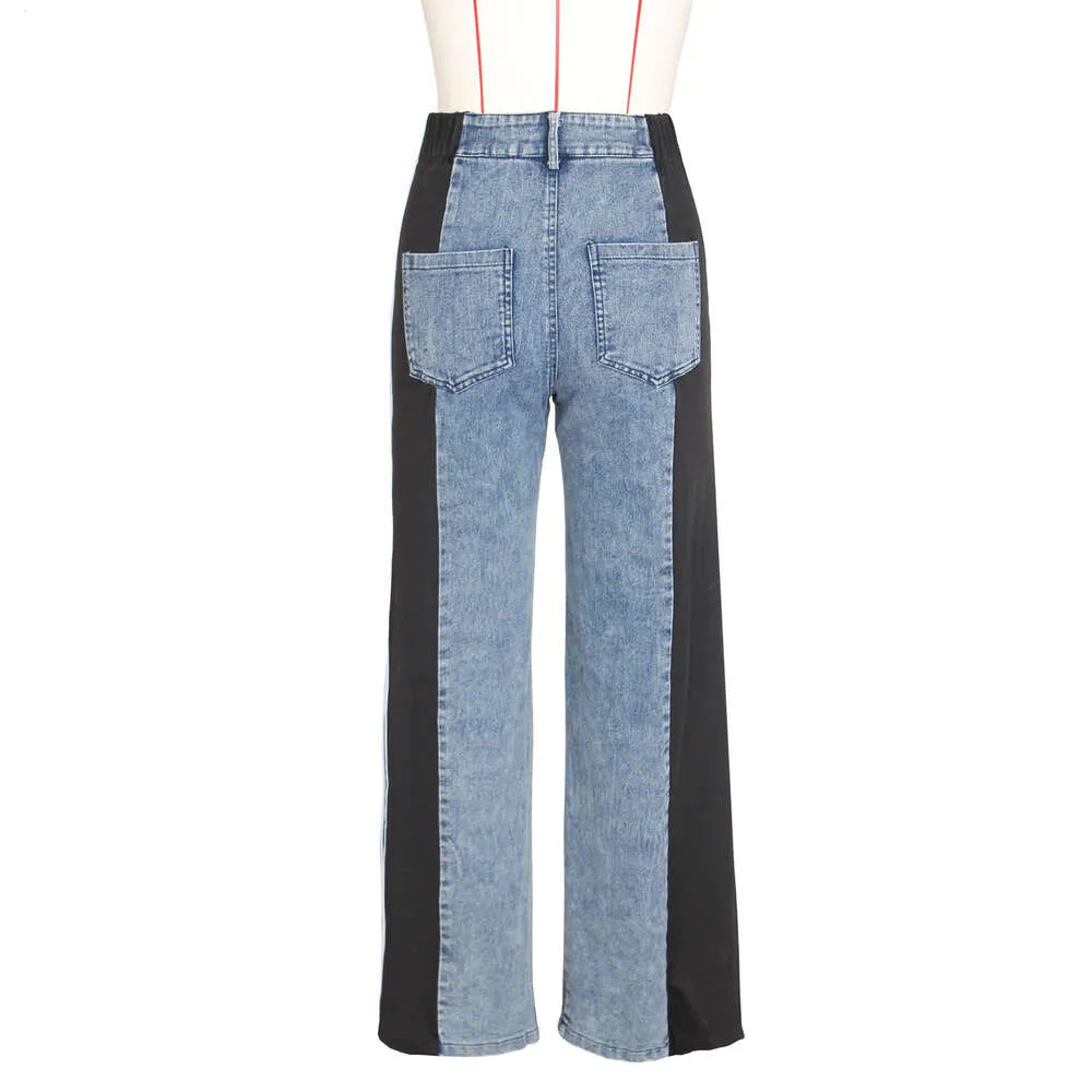 Pantalon en jean de créateur pour femme, pantalon en denim large à rayures, mode femme, nouvel été, décontracté, taille haute, élastique_voghion.com