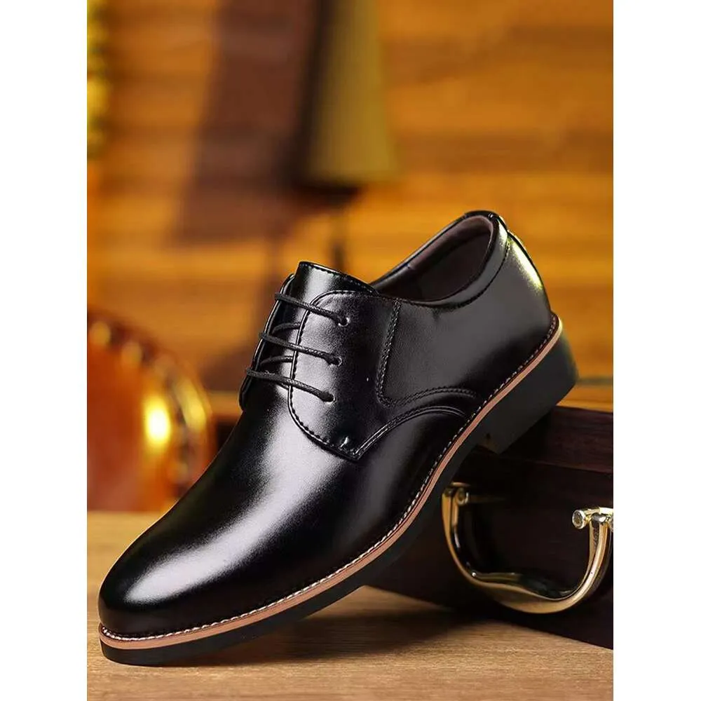 Classic Black Oxford Shoes - Mens Lace-Up Dress Shoes  display picture 3