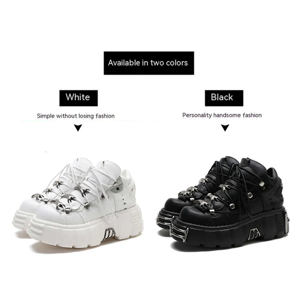 2023 NOU Stil Punk Femei Cu șiret Toc Înălțime 6Cm Pantofi cu platformă Cizme gotice Glezne Rock Decor metalic Pantofi femei_voghion.com