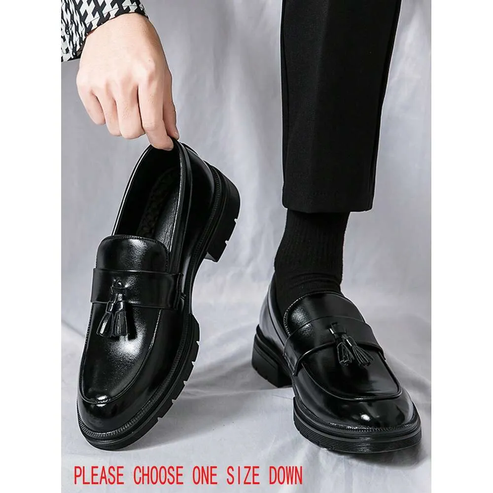 Shoes Business Black For Men Tassel Decor Dress Loafers Ddmysaturn_voghion.com