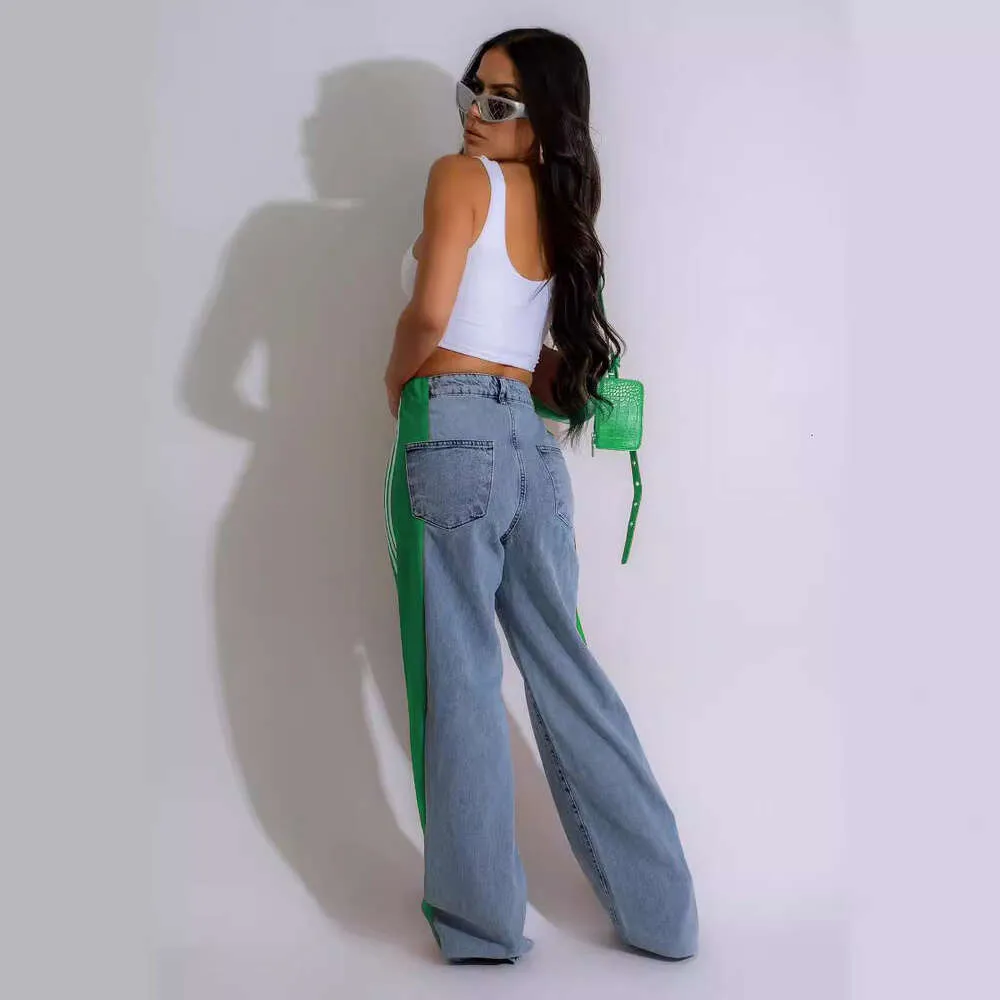 Pantalon en jean de créateur pour femme, pantalon en denim large à rayures, mode femme, nouvel été, décontracté, taille haute, élastique_voghion.com