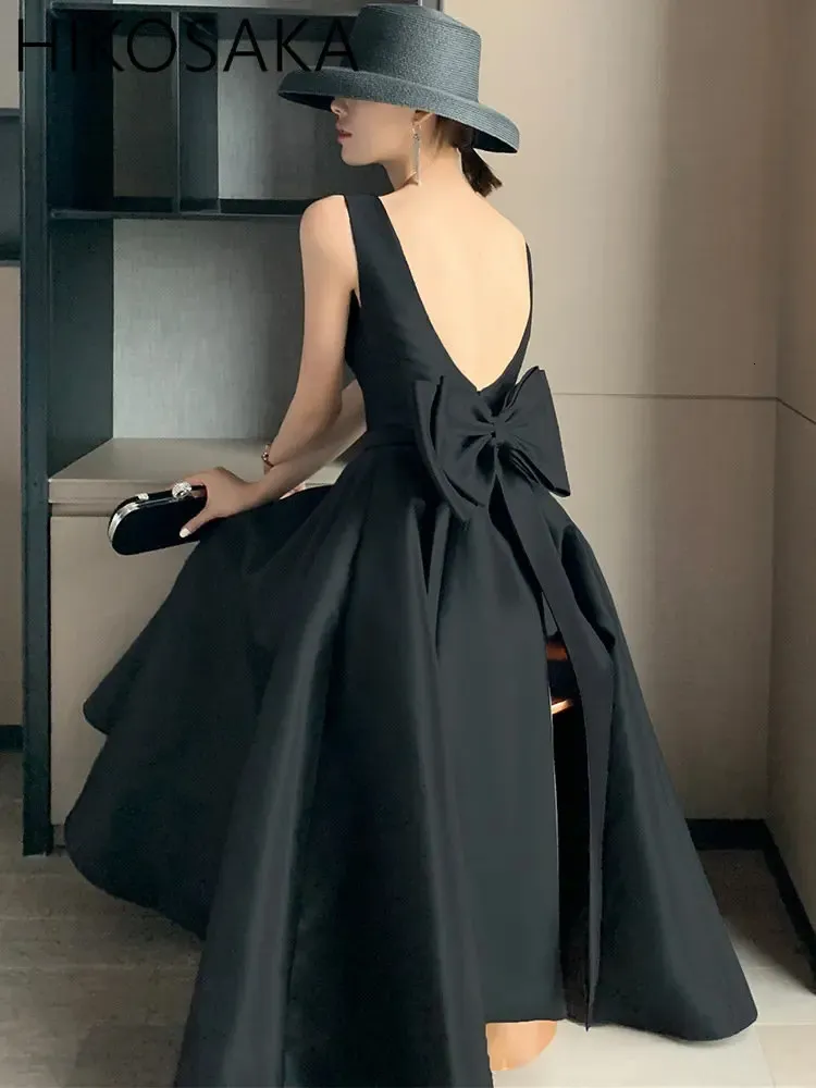 black formal dress with bow Tie Chiffon Dress: Backless Bow-Tie Gown Selection cat_student_style