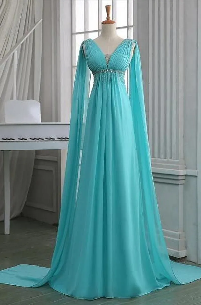 Chiffon A-Line Evening Dress with Empire Waist Plus Size Prom Dress for  Pregnant Women Formal Gown with Capped Sleeves from Dhgate Evening Dresses  - price 121.86