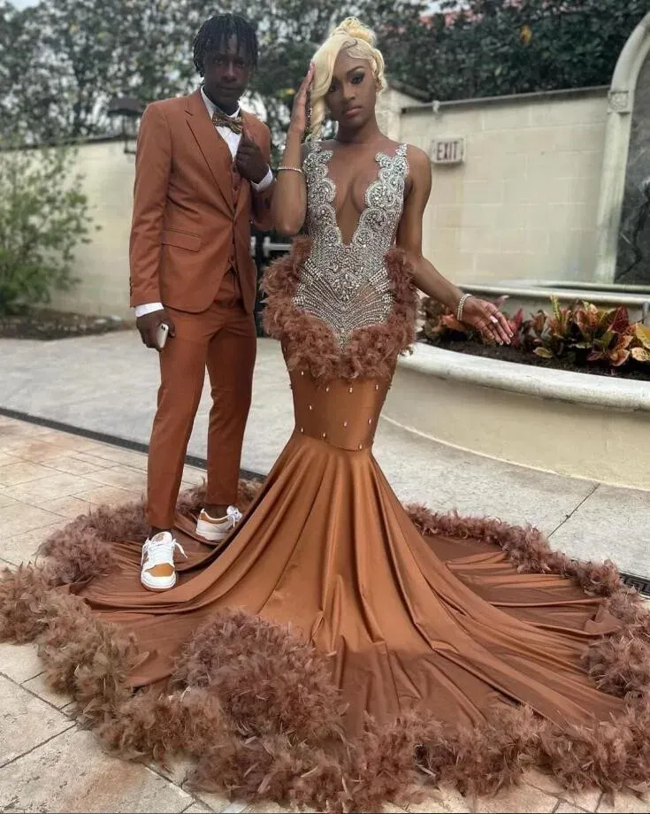 brown gala dresses Brown Tulle Applique Sleeveless A-line Prom Dresses,CP0414 main image 1