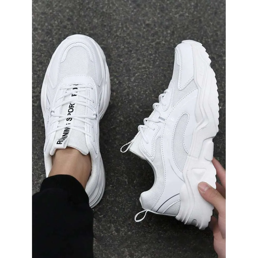 Save Big on Bulk Mens Chunky Sneakers Breathable Slip Resistant Low Top  Sneakers: Lace Up Solid Color Sneakers, Comfortable And Durable Casual  Shoes