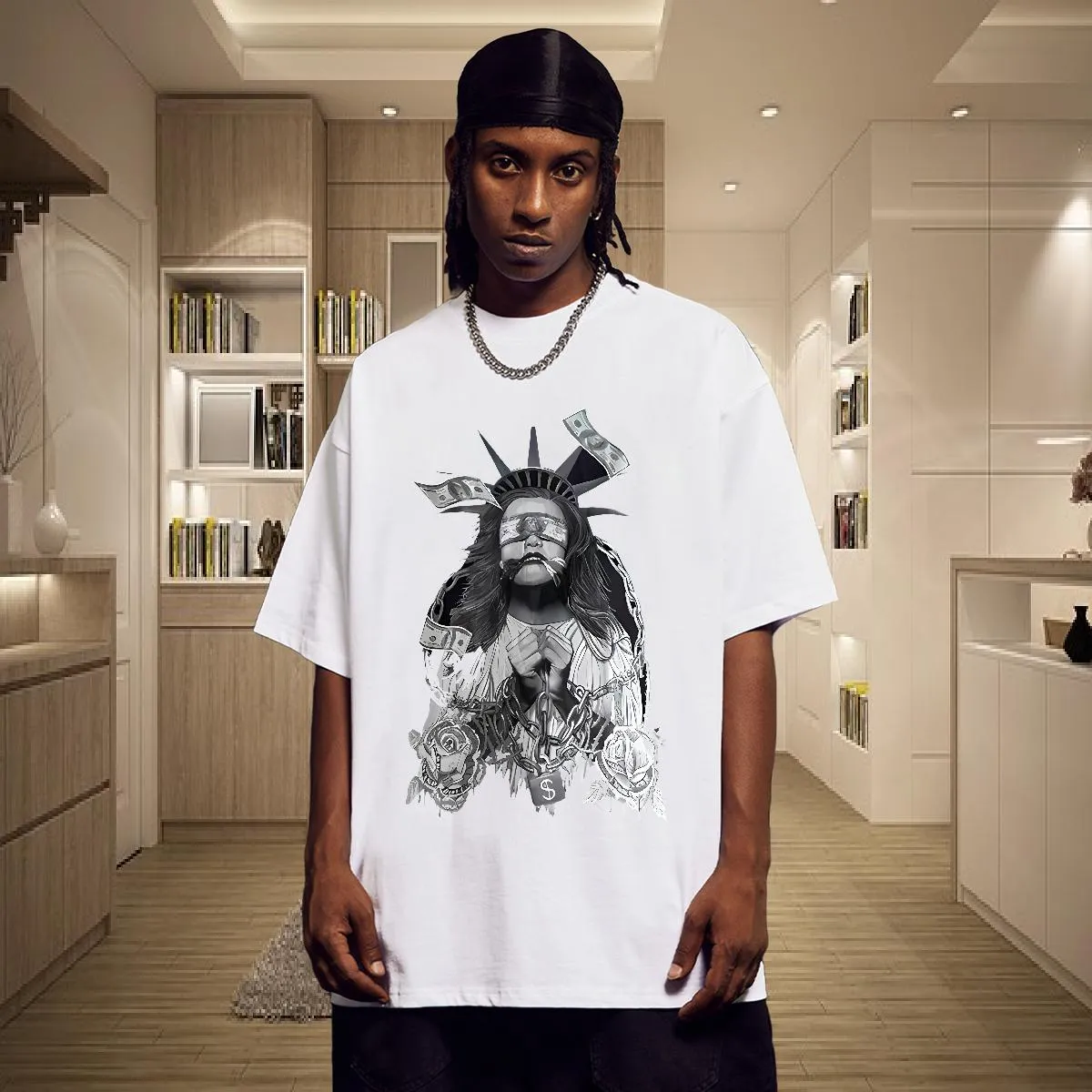 Mens Breathable Cotton Casual Daily Oversized T-Shirts