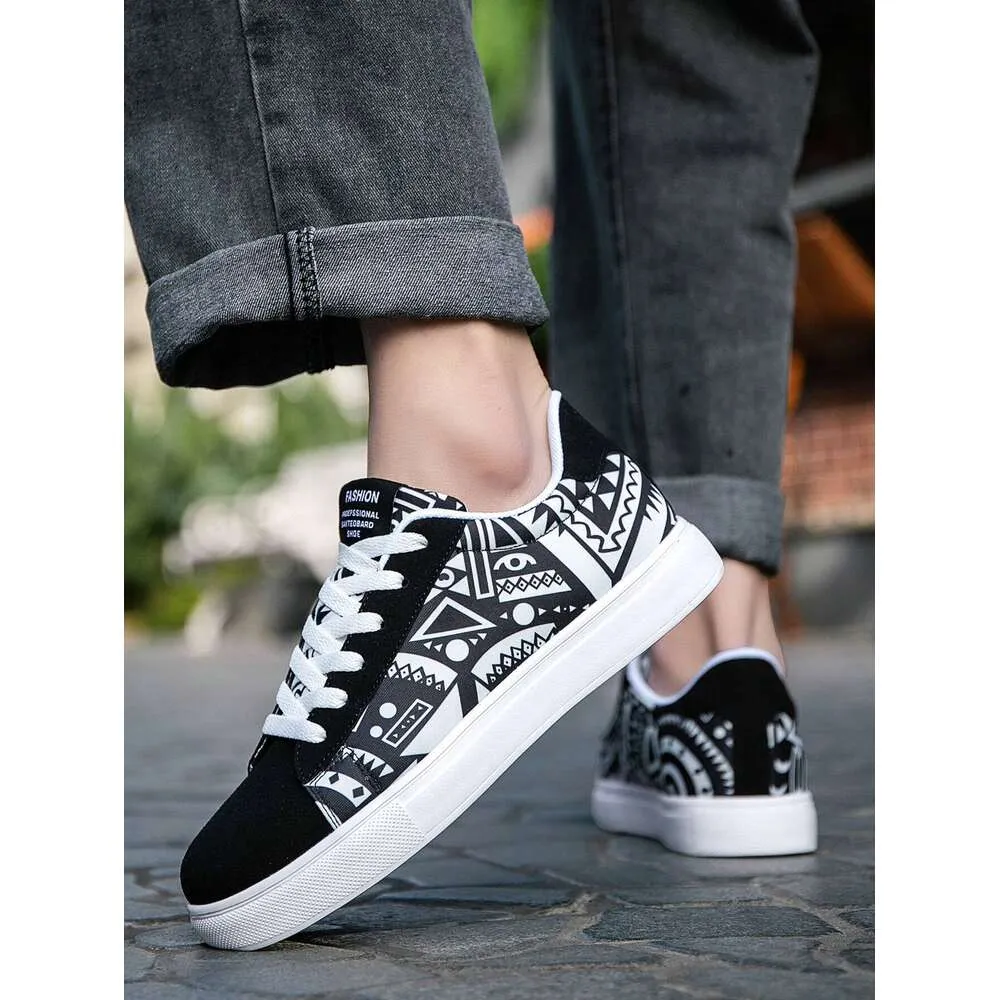 Mens Graffiti Lace Up Canvas Sneakers Casual Fashion 2024 From Ddmyoutdoor 29.92 DHgate.Com
