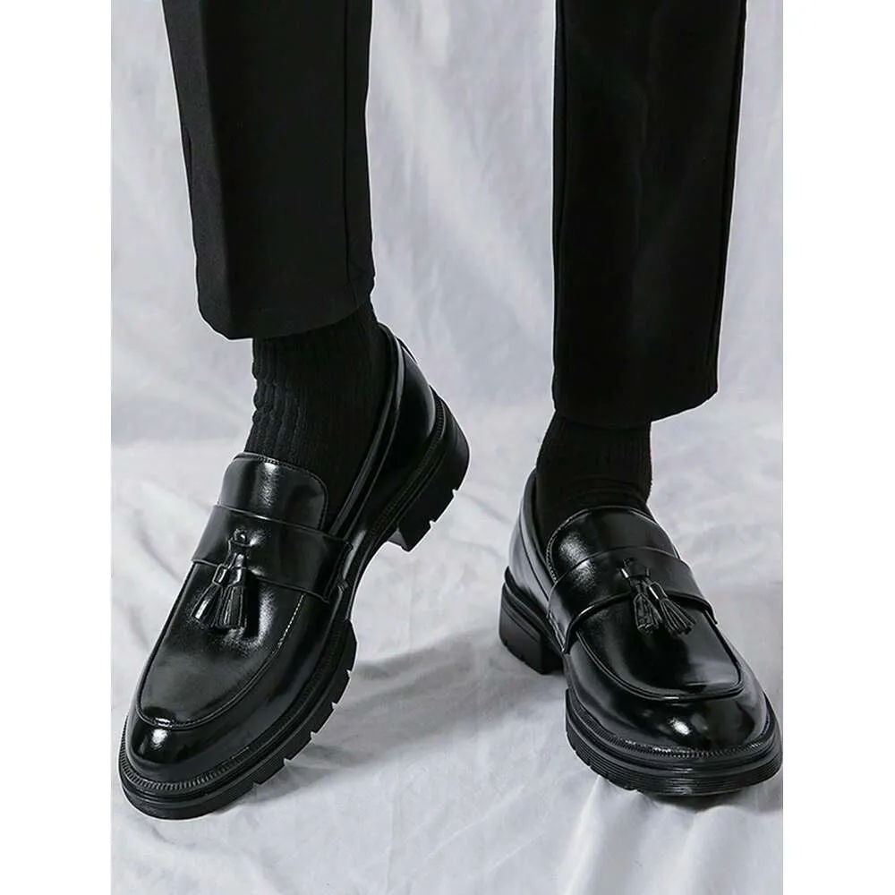 Shoes Business Black For Men Tassel Decor Dress Loafers Ddmysaturn_voghion.com