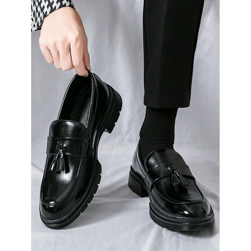 Shoes Business Black For Men Tassel Decor Dress Loafers Ddmysaturn_voghion.com