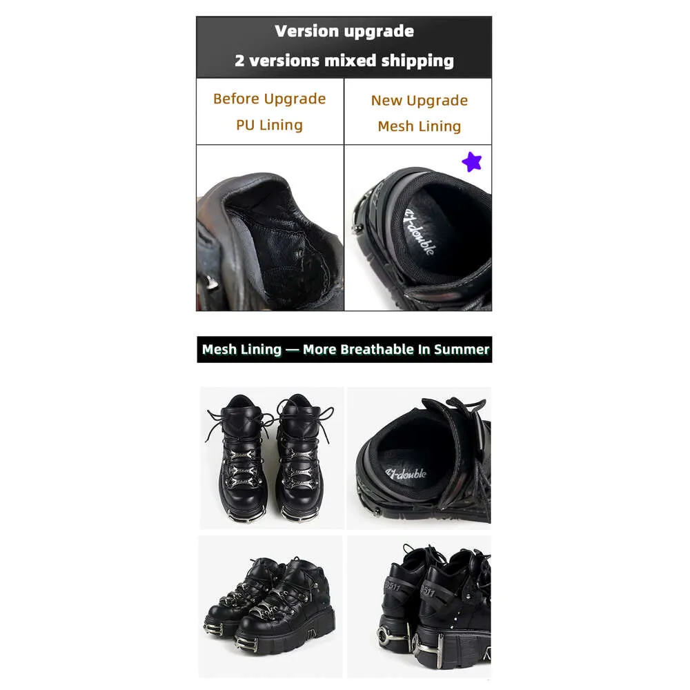 2023 NOU Stil Punk Femei Cu șiret Toc Înălțime 6Cm Pantofi cu platformă Cizme gotice Glezne Rock Decor metalic Pantofi femei_voghion.com