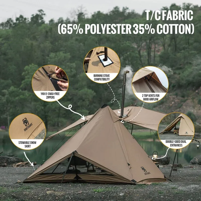 OneTigris CONIFER T/C Pyramid Tent: 1-2 Person Teepee with
