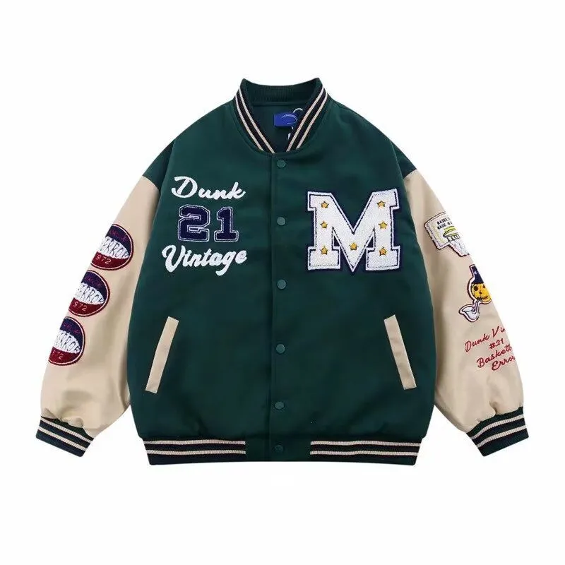ジャケット・アウター 90s College varsity stadium jacket y2k Women Y2K Vintage Varsity Jacket Hip Hop Racer Graphic
