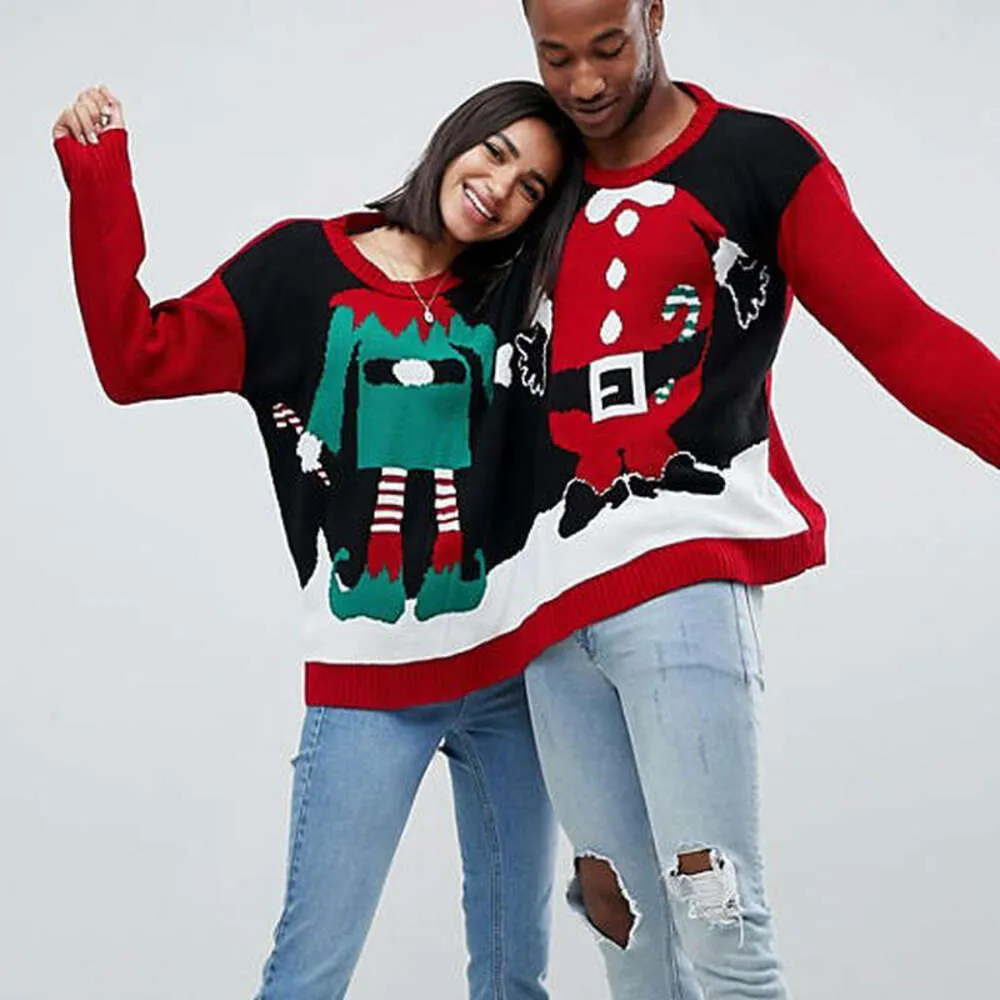 DHgate Jacquard Knitted Sweater 24ss Christmas Fashion Couple Pullover Large Loose Round Neck Apparel