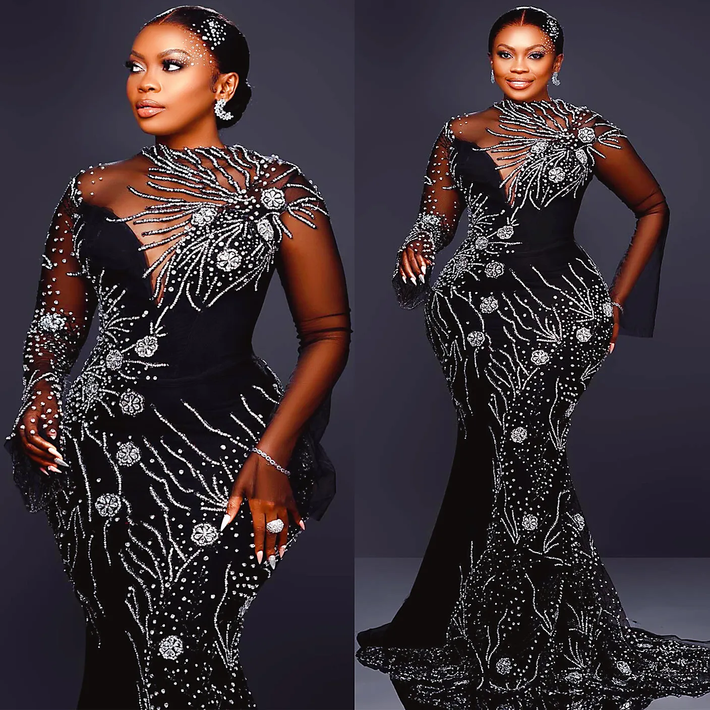 Black sheath evening dress mermaid prom gown