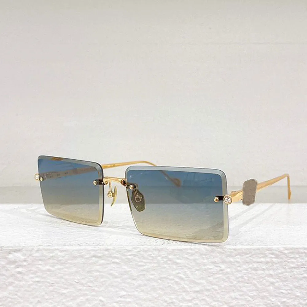 2024Women's Metal Square Frameless Sunglasses: Luxury Designer Beach Glasses