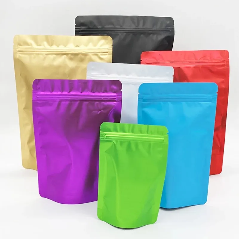QQ Studio 100-Pack Matte Red Resealable Foil Stand-Up Pouches – Food Grade, Zipper Seal, Gussetted Storage Bags