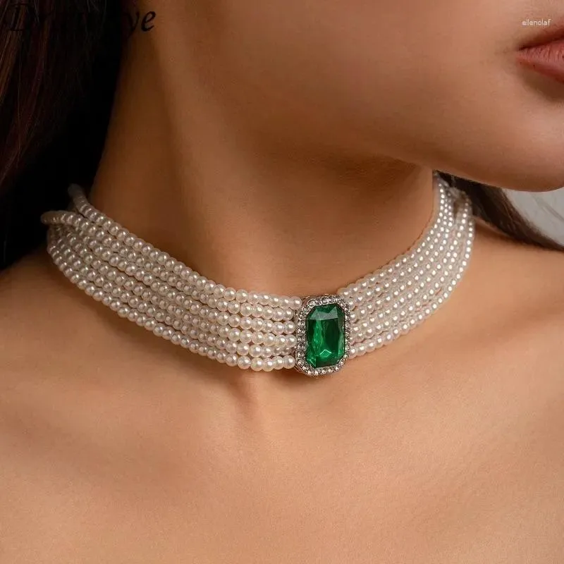 DHgate.com:Geometric Multilayered Pearls Choker Necklace