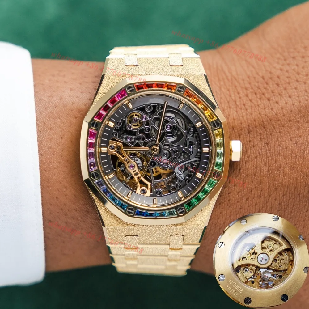 Luxury Audemar Pigeut Diamond Watch Royal Oaks Skeleton Tourbillon  Automatic Movement