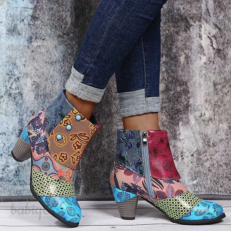 Boots Femmes Boots Cuir Vintage Bohemian Nouvelle Boucle Socofy Femme Retro Imprime Soft Zipper Boots Femmes Botines Mujer 6985 T240606 Du 6 41 DHgate