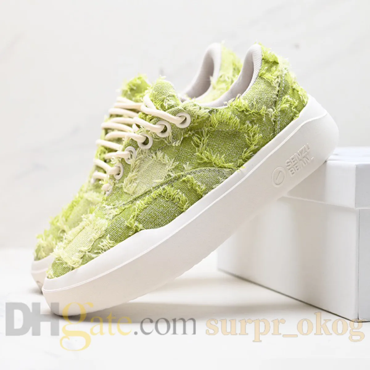 Senzu Bean SLANT Lime Grn/Wht Mesh Breathable Tassel Skate Shoes, NEW, Size 12 Senzu Bean SLANT Lime Grn/Wht Mesh Breathable Tassel Skate  main image 2