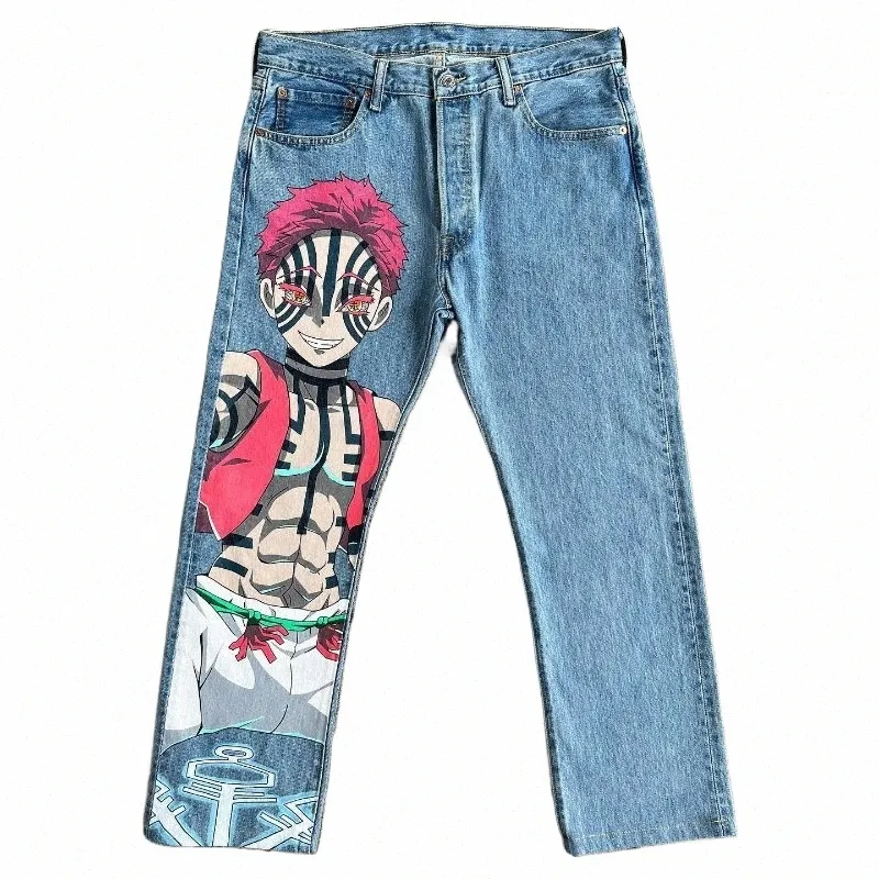 DHgate.com:Anime Streetwear Denim, Custom Printed Cartoons, Unisex 