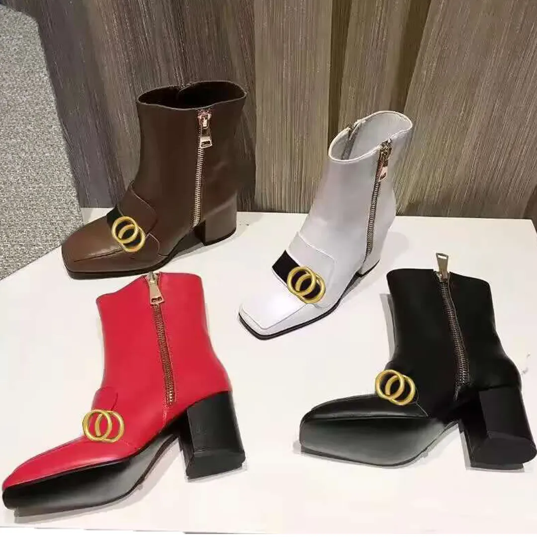 Womens Short Boots With Zipper Leather Ankle Booties With Buckle