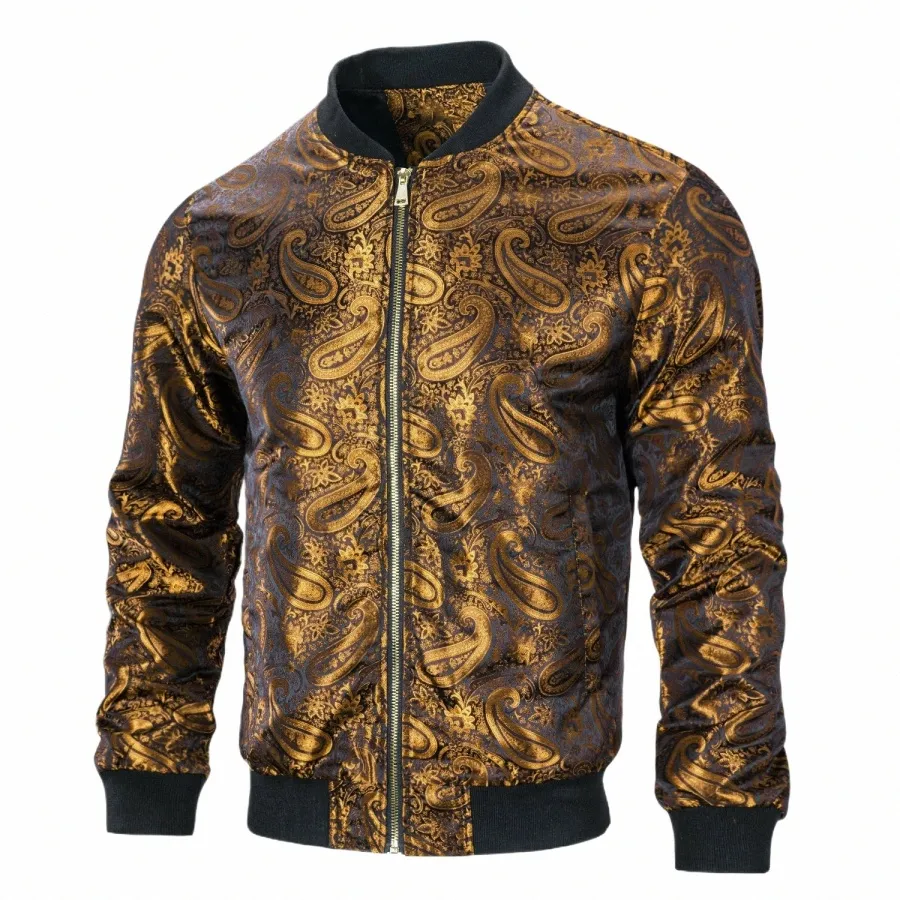 Paisley Lightweight Jacquard Bomber Jacket for Men with Zipper
