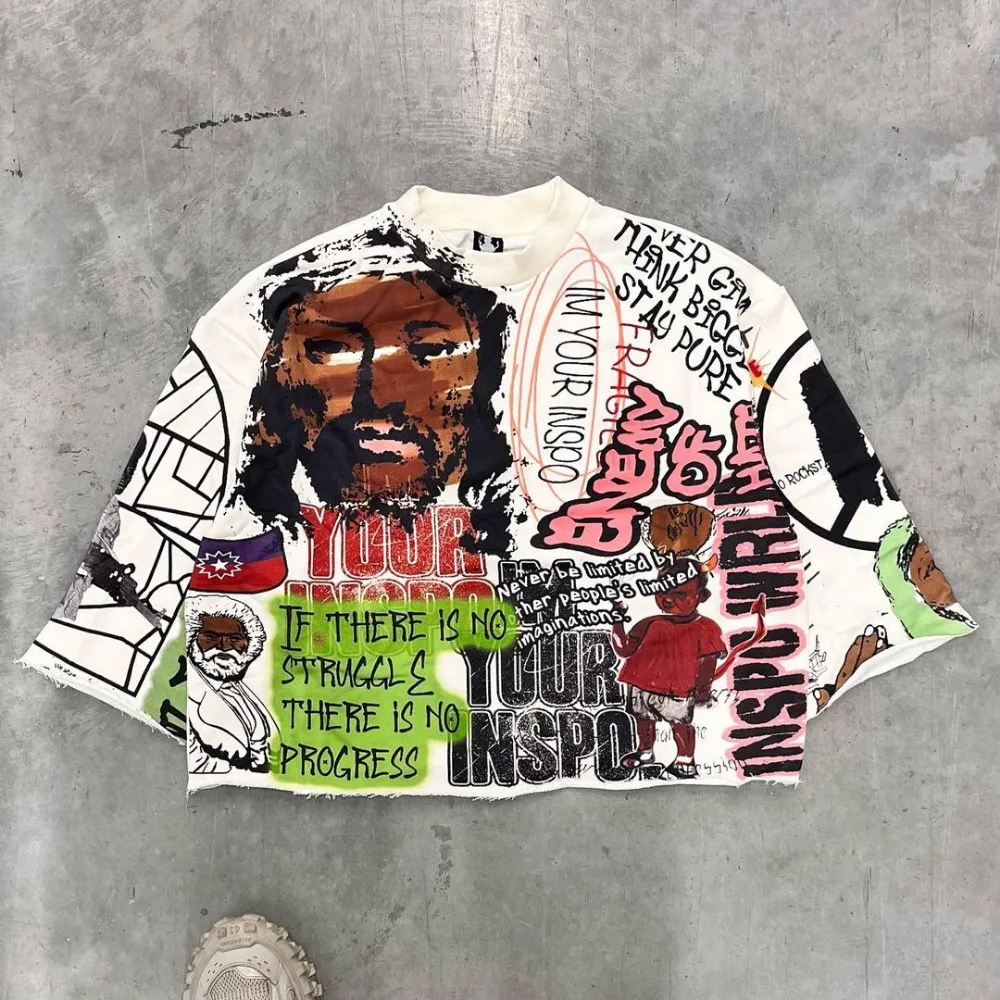 férfi pólók, közepes hosszúságú ujjú, férfi és női punk hip-hop graffiti stílusú grafikus póló, túlméretezett Haruku laza, rövid ujjú_voghion.com