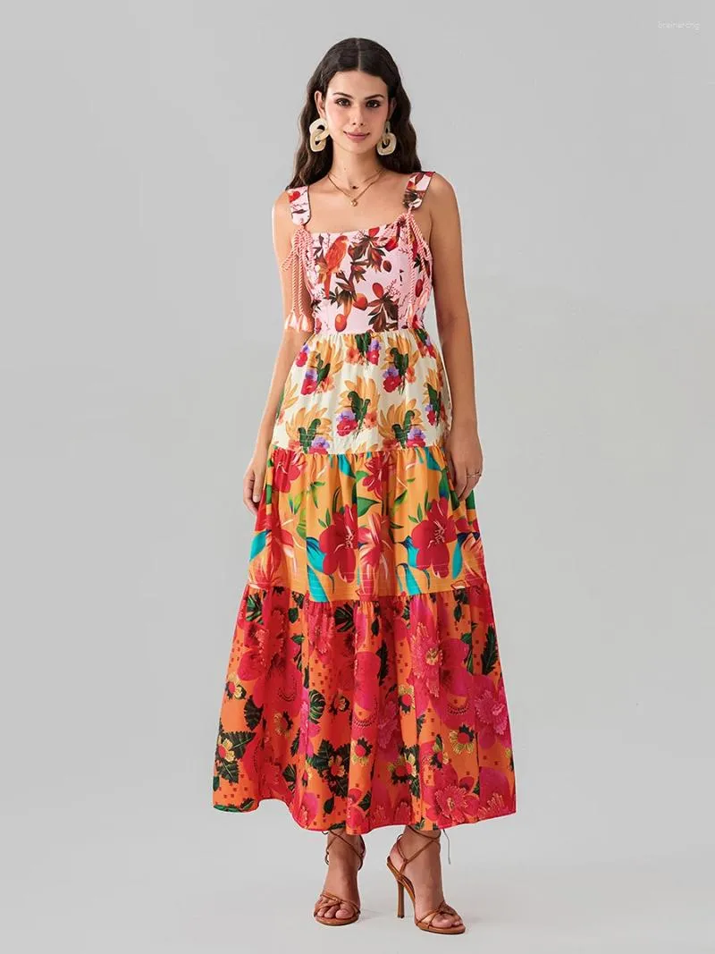 Womens Casual Cotton Ankle-Length Dress with Natural Waistline and O-Neck  Slim Fit in S M L