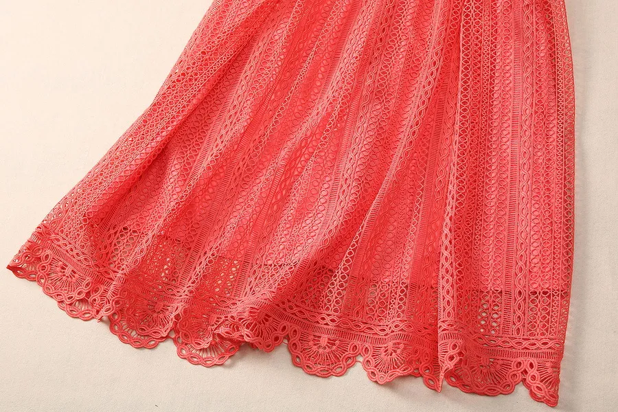 Summer Orange Red Floral Lace Belted Dress Short Sleeve Round Neck Panelled  Midi Casual Plus Size XXL from Dhgate Basic & Casual Dresses - price 80.88