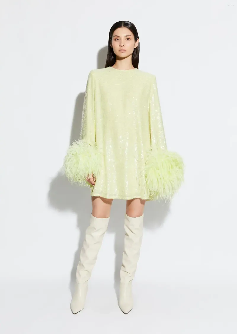 slim fit dress slacks Lapointe Satin Dress with Feathers