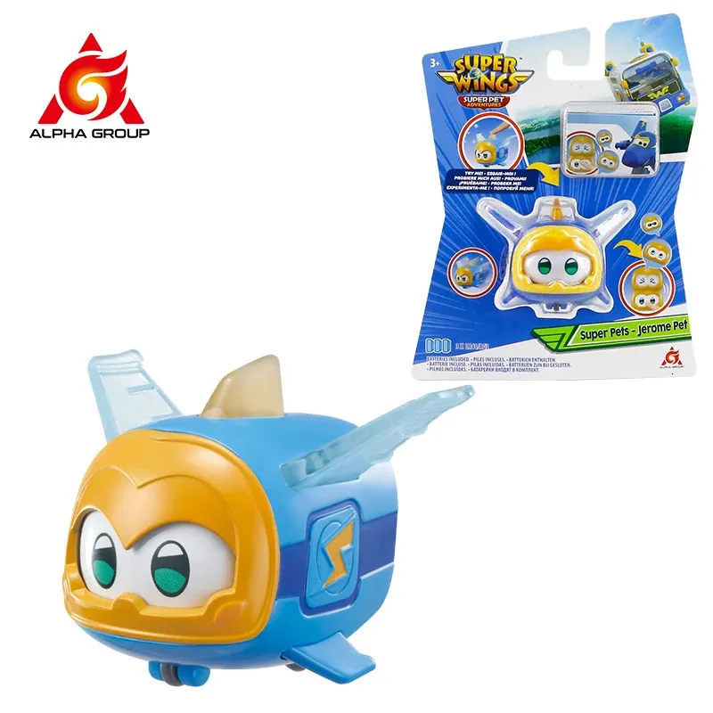 Super Wings Super Pets Lot De 4 - Nouveaux Personnages Série Originale - Effets Lumineux & Expressions - Jouets 3+ Ans Pack 4 Personnages Jet Pet Donnie Pet Paul Pet Dizzy Pet