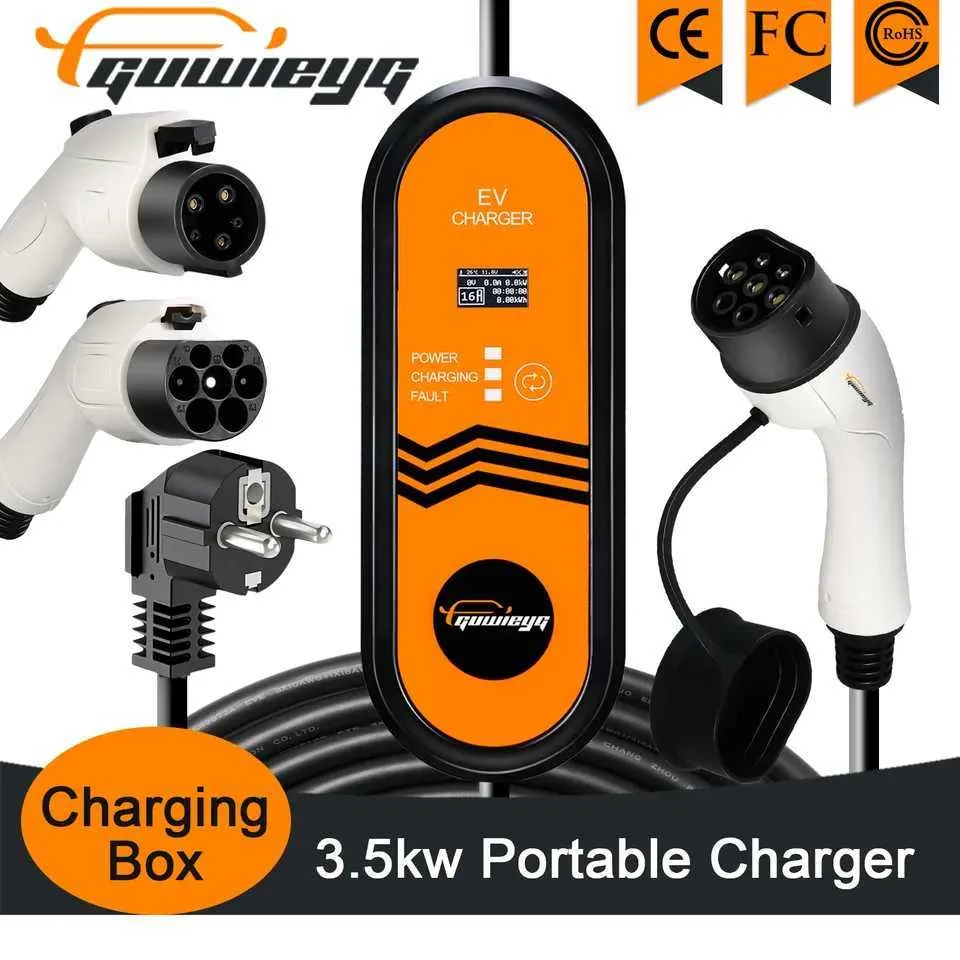 GUWIEYG Câble De Charge Type 2 CEE 22KW 32A Triphasé - 5 M Avec Affichage Digital Et Réglage De Courant - Pour Véhicules Électriques Et Hybrides - 8