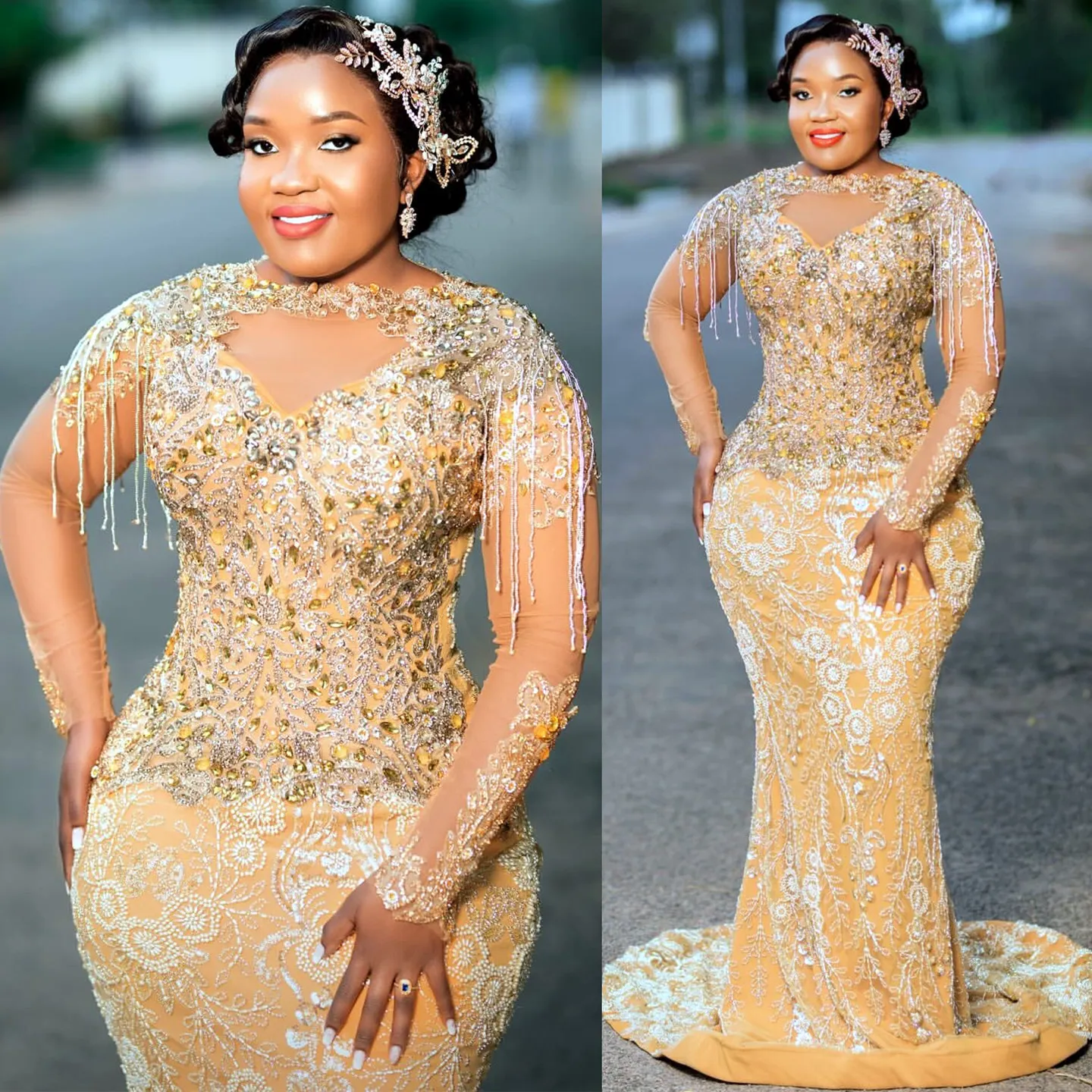 Plus Size Gold Mermaid Prom Dress with Crystal Beaded Sequined Fabric and  Lace-up Back from Dhgate Prom Dresses - price 346.74