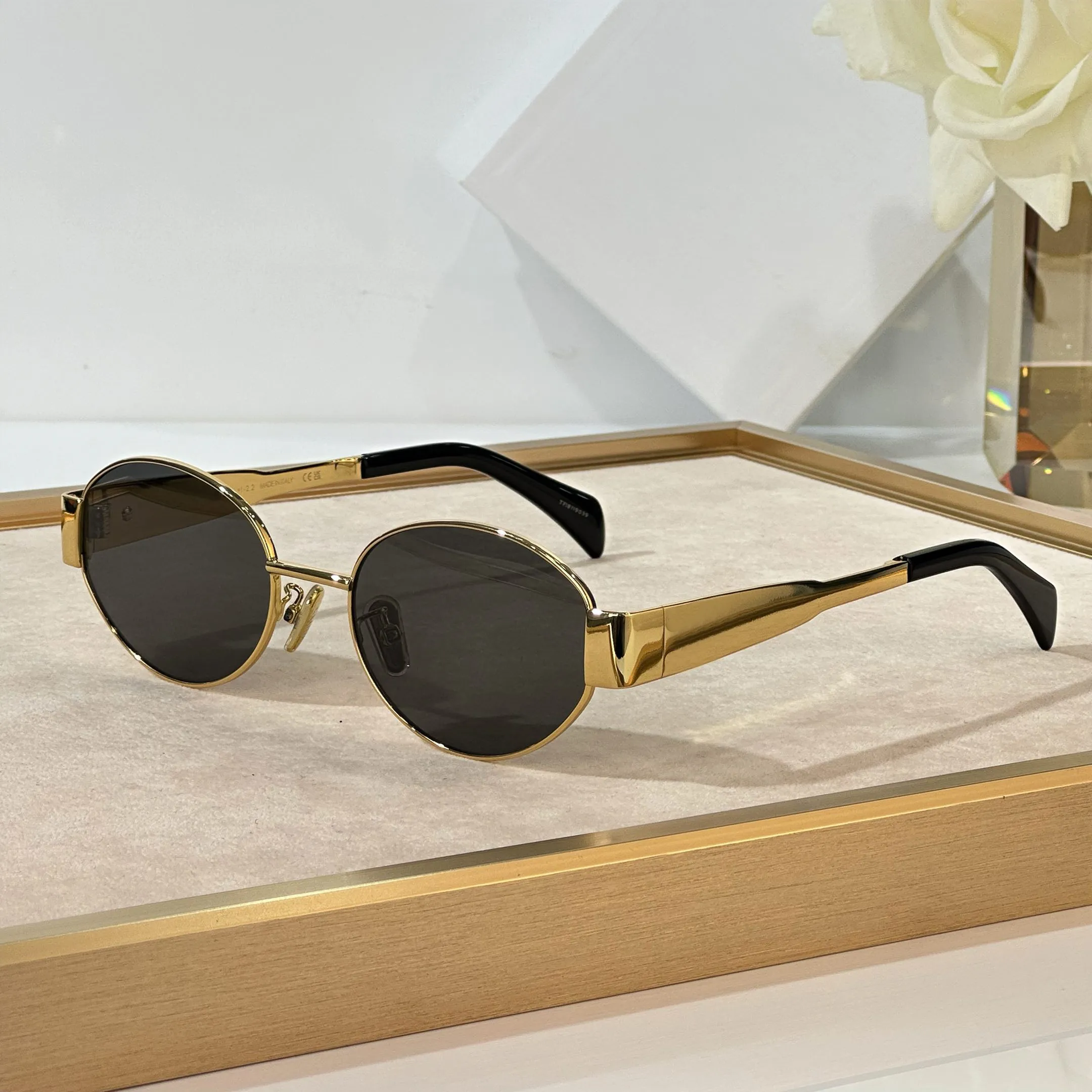 Retro Polarized Black Glod Sunglasses UV400 Protection Oval Metal Soft Frame Summer Turn Up〗2 PCS Retro Oval Sunglasses for Women Trendy  main image 4