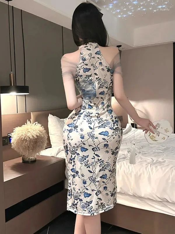 slim fit dress slacks Aconiconi Luxury French Floral Print Slim Fit Hip Hug Dinner Dress- Primrose Whisper Xs / Off White