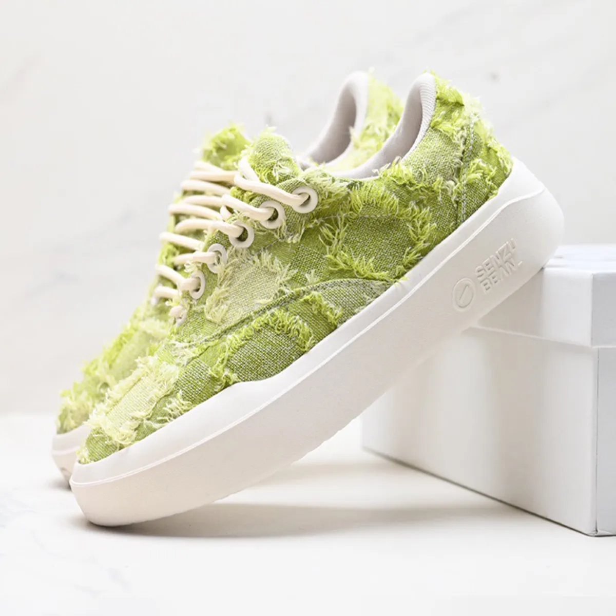 Senzu Bean SLANT Lime Grn/Wht Mesh Breathable Tassel Skate Shoes, NEW, Size 12 Senzu Bean Slant Skate Shoes Summer Men Weomen... From 56,84  main image 4