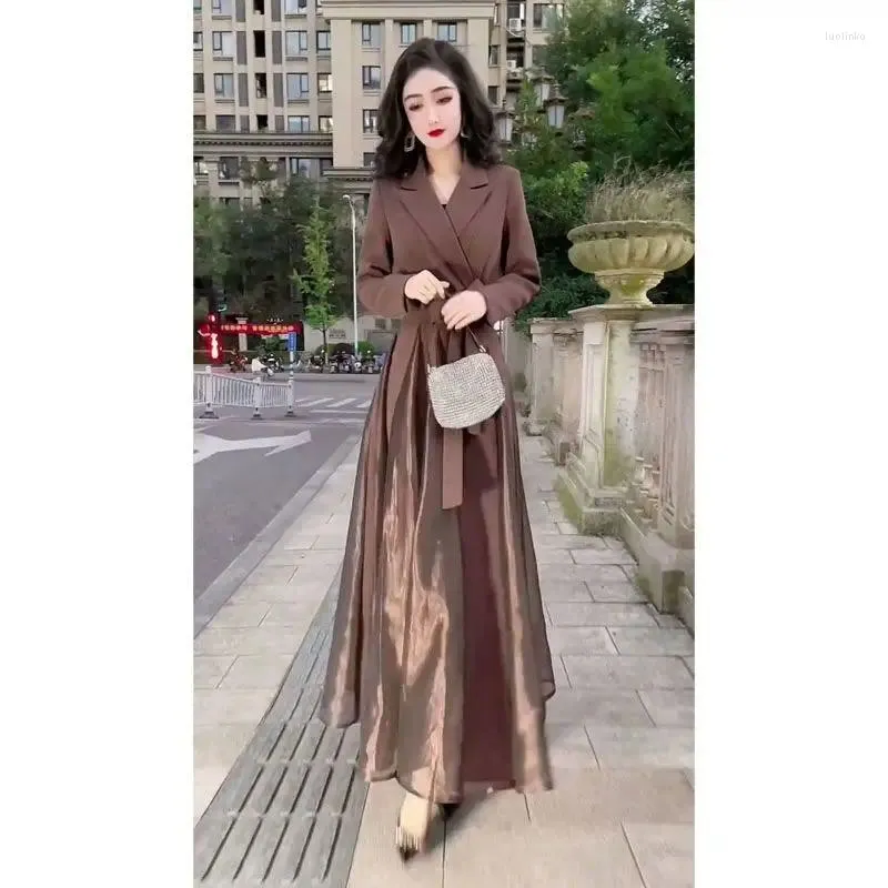 Long Casual Dress for Women with Notched Neckline and Lace-Up Hooded Collar  Mid-Calf Length from Dhgate Basic & Casual Dresses - price 40.37