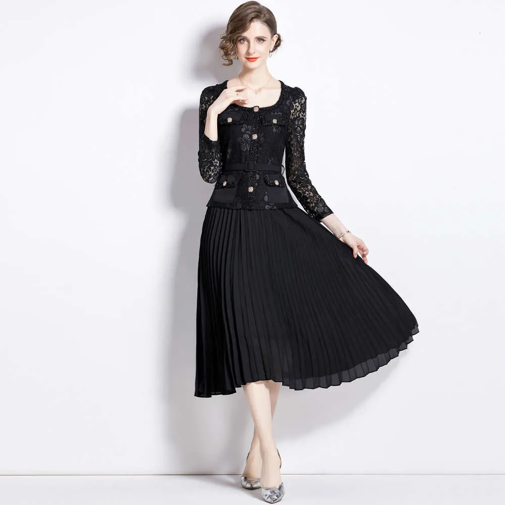 DHgate.com:Elegant French Square Neck Lace Pleated Fairy Dress:Apparel 