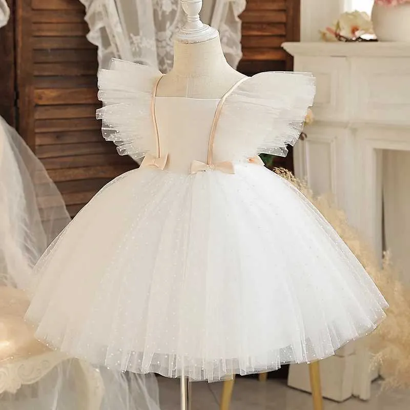Girl s Dresses Baby Girls 1st Birthday Baptism Dress Ruffles Polka Dots Pricess Dress Infant Flower Girls Dresses for Wedding Bridesmaid Dress
