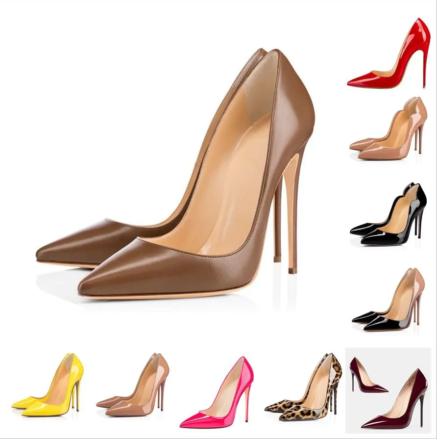 Women High Heels Designer Shoes Red Heels Pointed Sandals 6cm 8cm 10cm 12cm Thin Heel Shallow Black Patent Leather Luxury Woman Pumps with Dust Bag