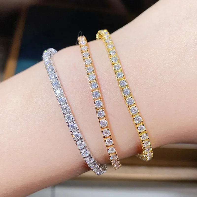 ブレスレット Crystal-embellished Tennis Bracelet Diamond Tennis Bracelet For Women: 2.5mm 3mm 4mm VVS1 5A
