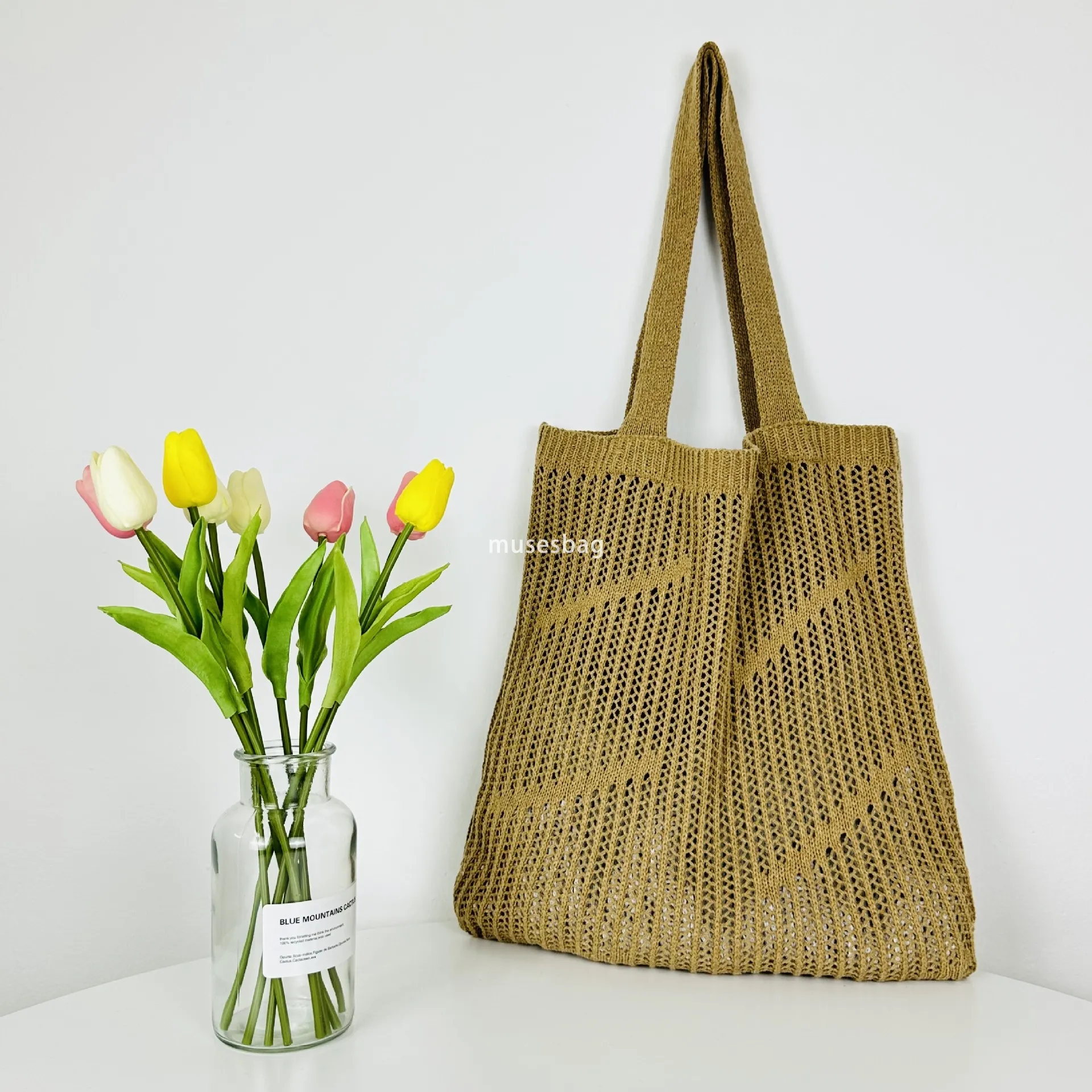 ★TOUT Y EST★ Wallaroo Flag Tote Bag Shoulder Bag Beige WAT DHgate.com:2024Soft Knitted Hollow-Out Shoulder Tote Bag for