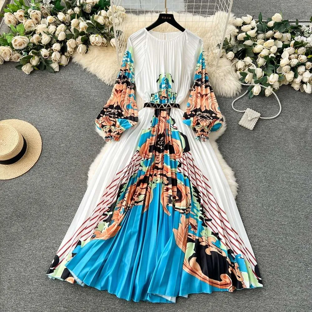 European style printed heavy fabric pleated loose long formal dress for  women from Dhgate Basic & Casual Dresses - price 38.2