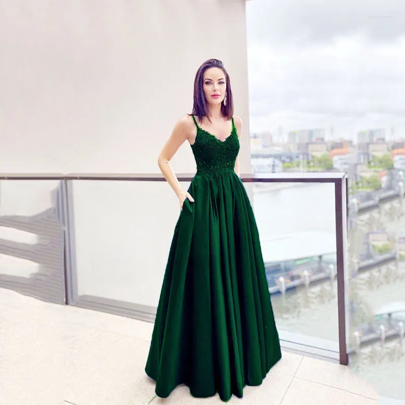 Party Dresses Evening Dress Blue Italian Noodle Strap High Grade Elegant Fashion Sticker Satin Floor Sweeping Formal Ball