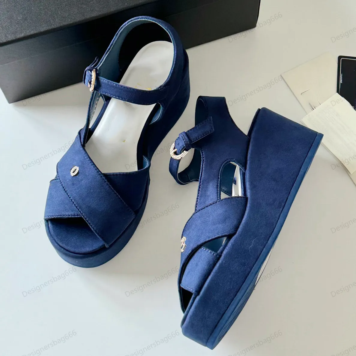 Bulk Elegant Denim Lambskin Wedge Blue Platform Sandals... At Only $92.47 |  DHgate.Com