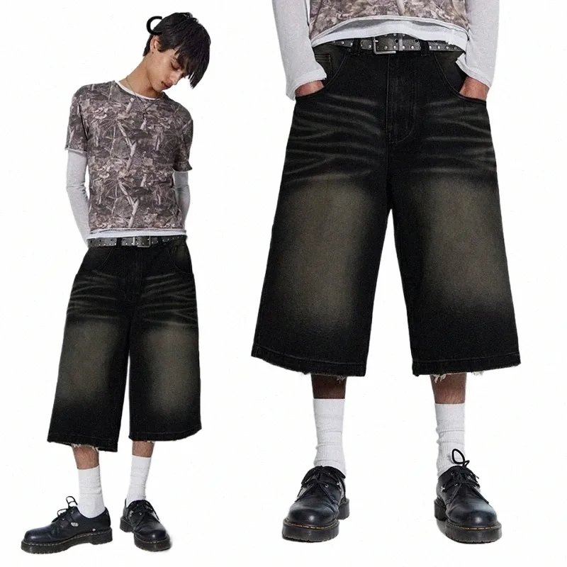 パンツ y2k opium wide buggy black denim jorts IDEWO Jorts Y2k Vintage Jeans Baggy Jorts Jean Shorts Denim