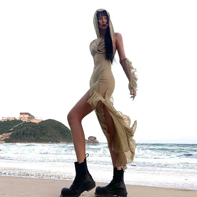 knee length dresses for ladies Sandstorm Hooded Dress