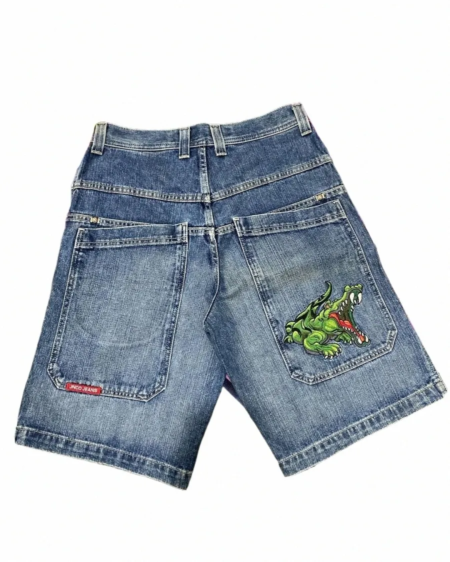 DHgate.com:Harajuku Style Crocodile Pattern Denim Baggy